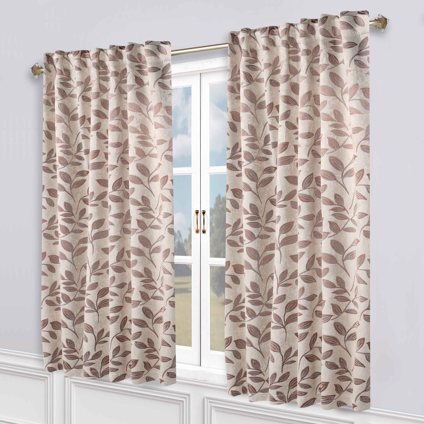 Leaves Room Darkening Back Tabs Blackout Curtain Panels. Set of 2