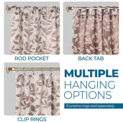 Leaves Room Darkening Back Tabs Blackout Curtain Panels. Set of 2