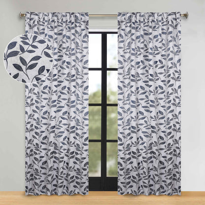 Leaves Room Darkening Back Tabs Blackout Curtain Panels. Set of 2