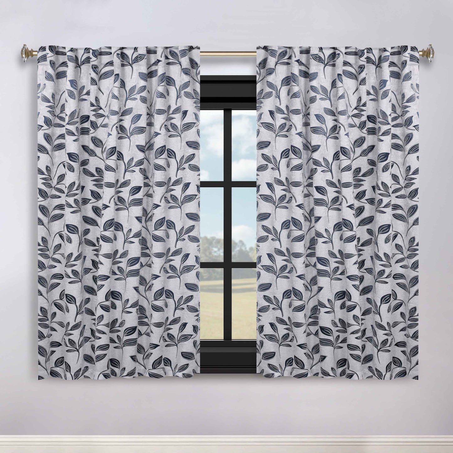 Leaves Room Darkening Back Tabs Blackout Curtain Panels. Set of 2