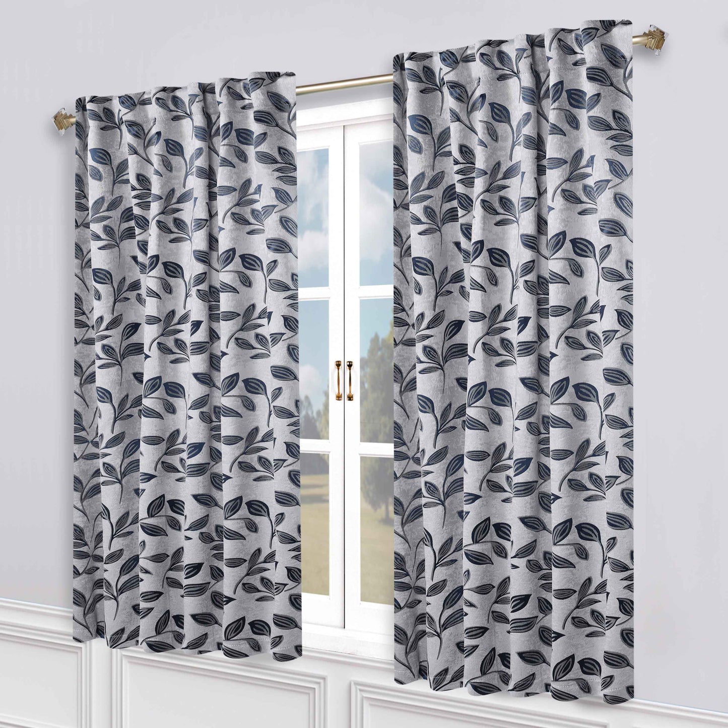Leaves Room Darkening Back Tabs Blackout Curtain Panels. Set of 2