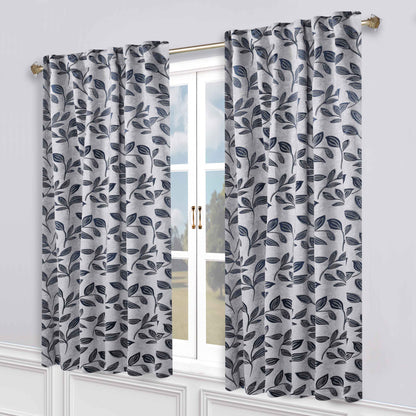 Leaves Room Darkening Back Tabs Blackout Curtain Panels. Set of 2