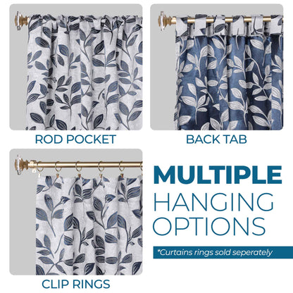 Leaves Room Darkening Back Tabs Blackout Curtain Panels. Set of 2