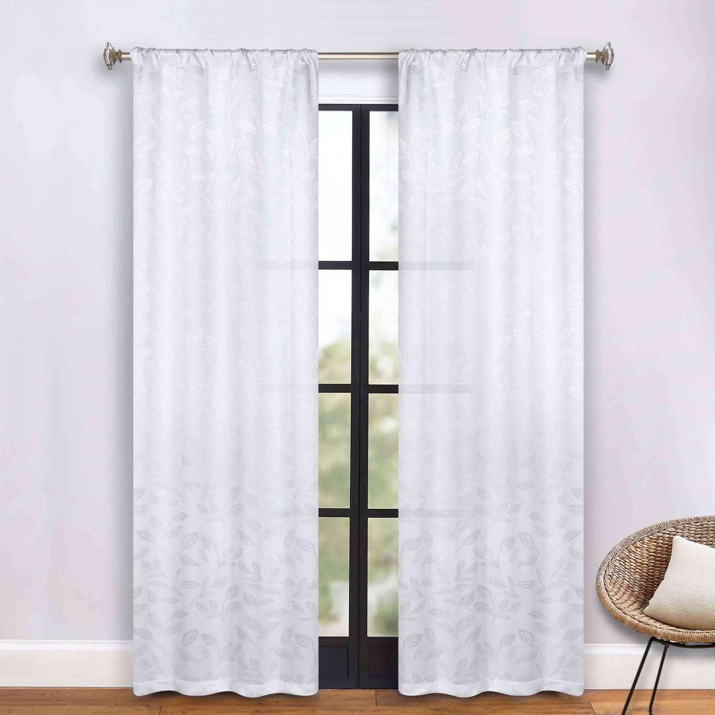 Leaves Room Darkening Washable Blackout Curtain Panels. Set of 2