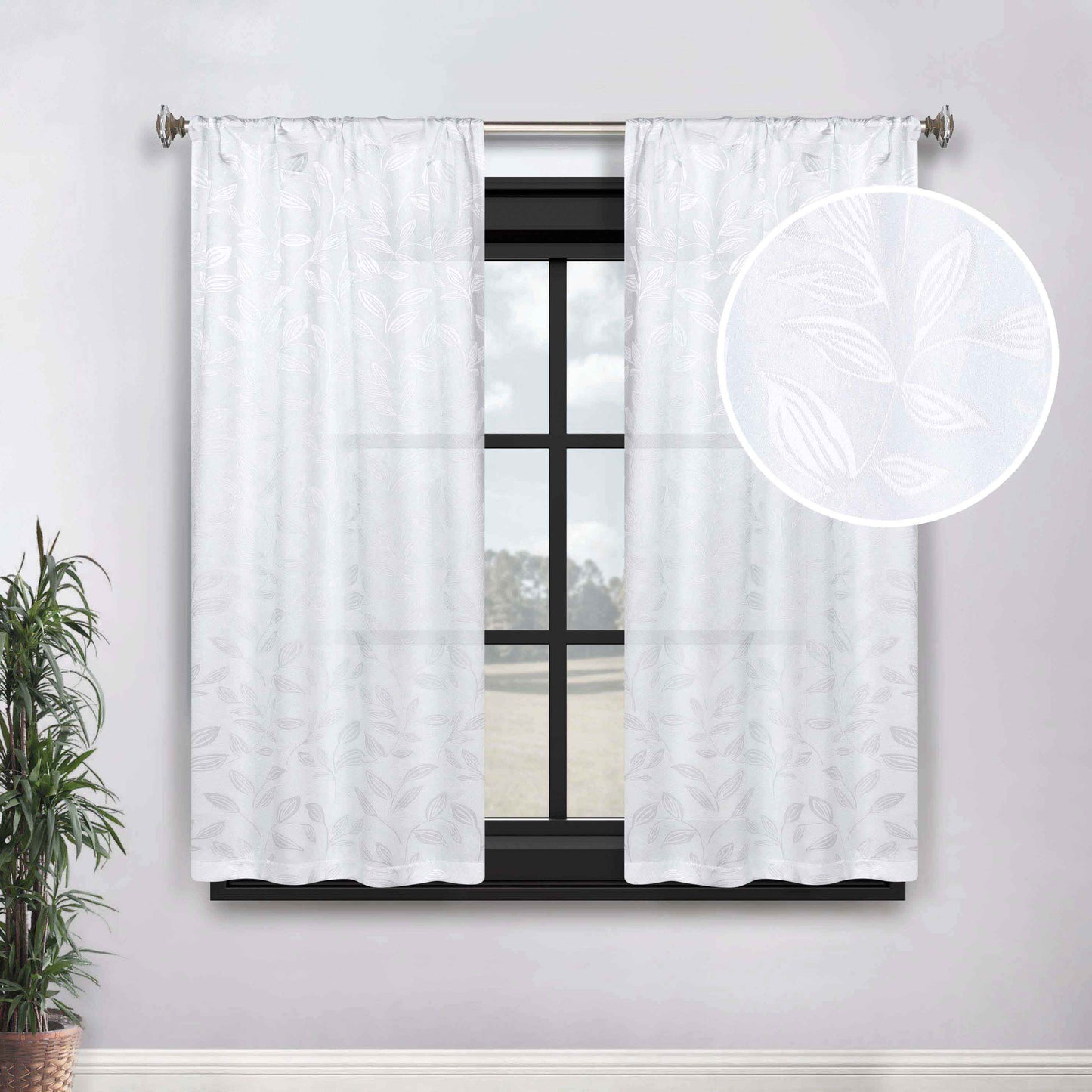 Leaves Room Darkening Washable Blackout Curtain Panels. Set of 2