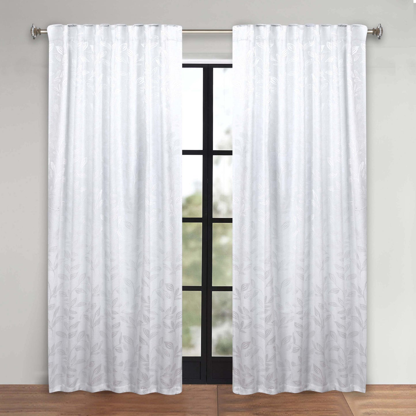 Leaves Room Darkening Back Tabs Blackout Curtain Panels. Set of 2