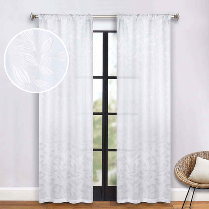 Leaves Room Darkening Washable Blackout Curtain Panels. Set of 2