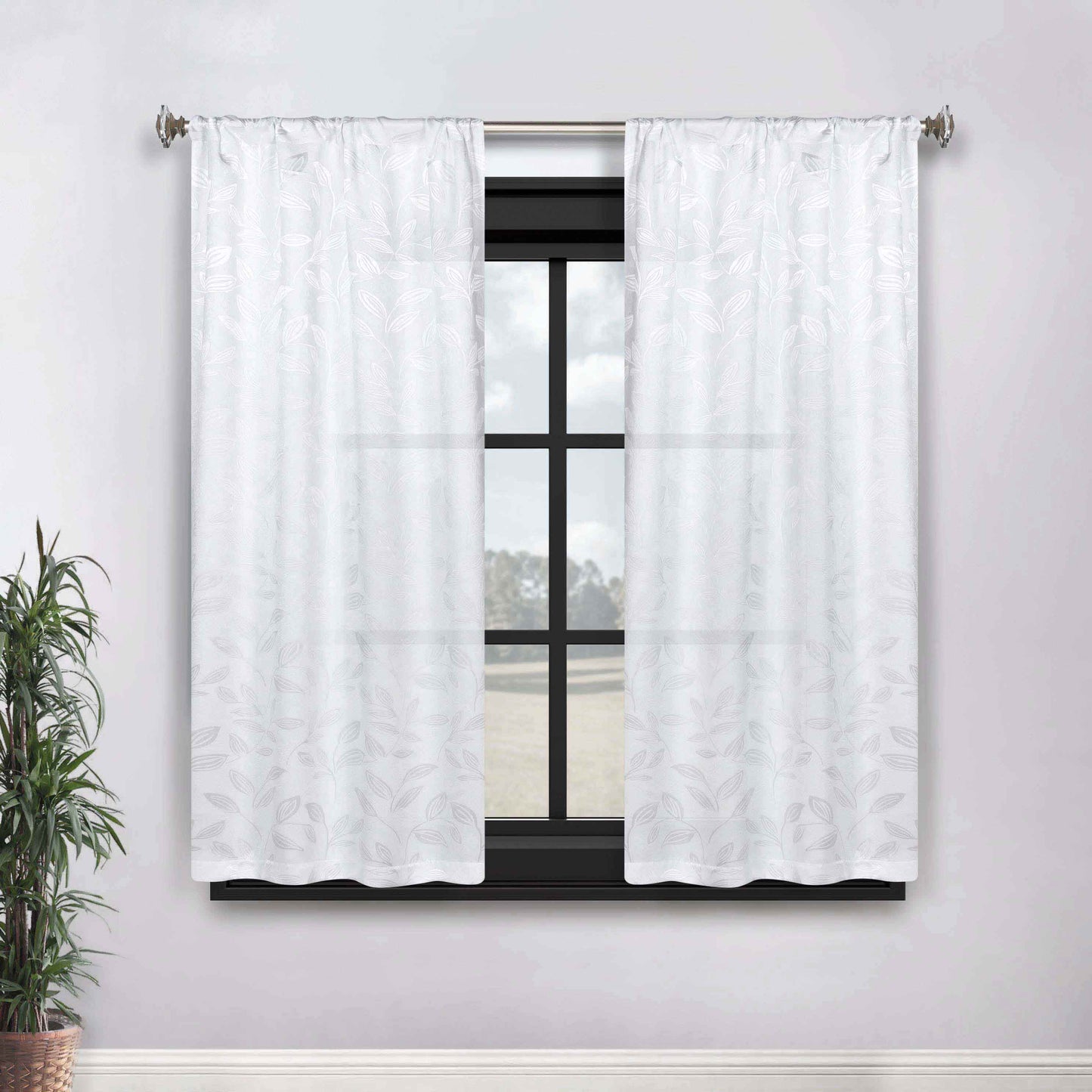 Leaves Room Darkening Washable Blackout Curtain Panels. Set of 2