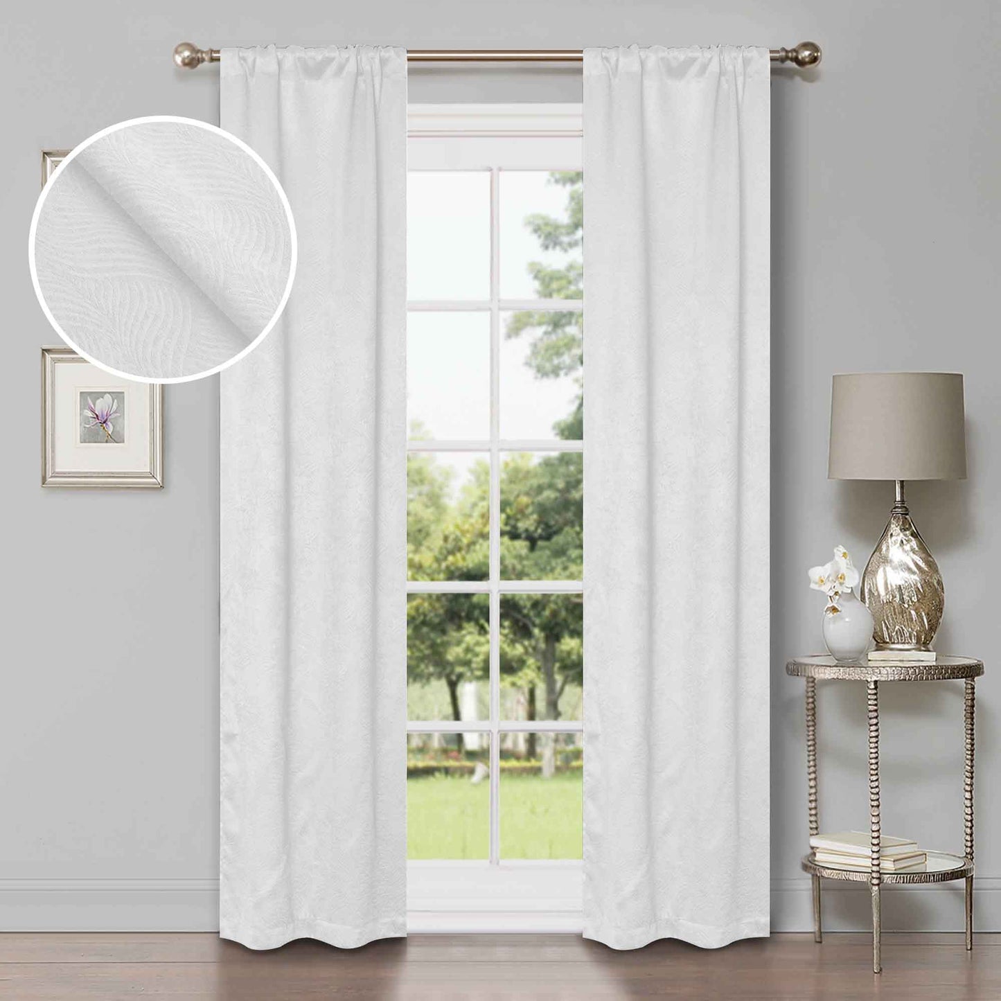 Waverly Geometric Washable Room Darkening Blackout Curtains. Set of 2