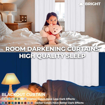 Solid Machine Washable Room Darkening Blackout Curtains. Set of 2