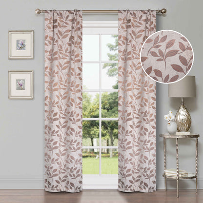 Leaves Room Darkening Washable Blackout Curtain Panels. Set of 2