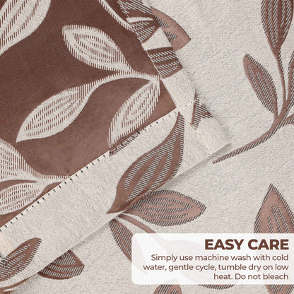 Leaves Room Darkening Washable Blackout Curtain Panels. Set of 2