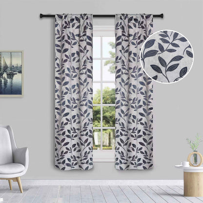 Leaves Room Darkening Washable Blackout Curtain Panels. Set of 2