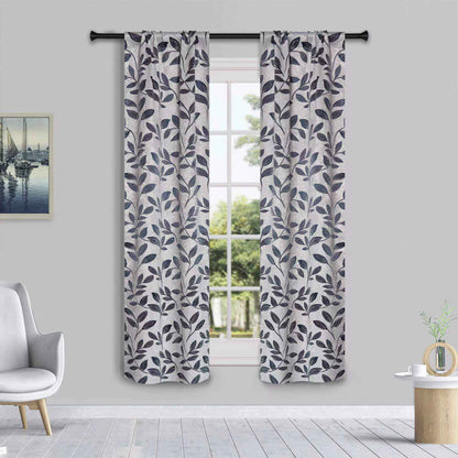 Leaves Room Darkening Washable Blackout Curtain Panels. Set of 2