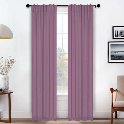 Solid Room Darkening Blackout Curtain Panels. Back Tabs. Set of 2