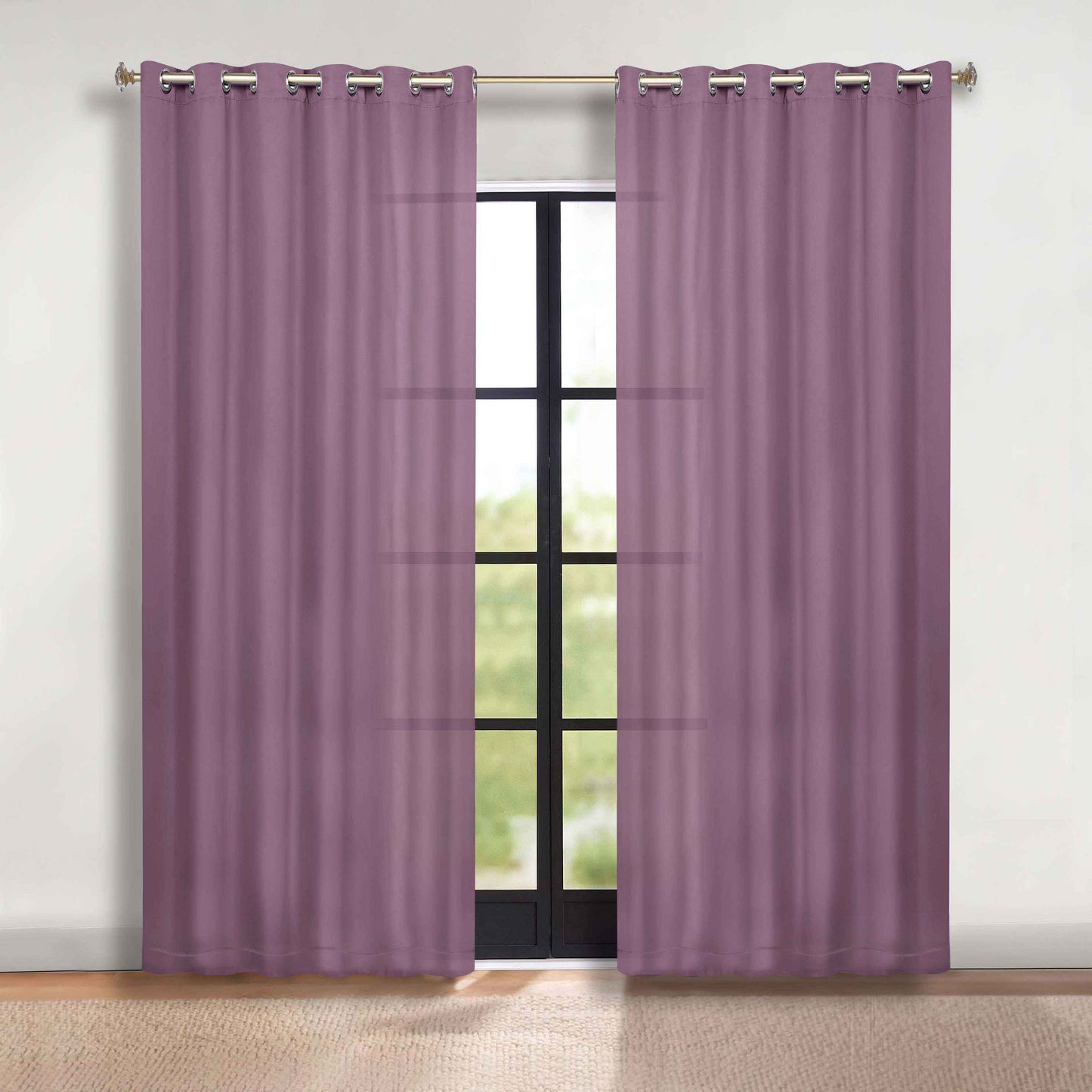 Classic Modern Solid Room Darkening Blackout Curtain Panels. Set of 2