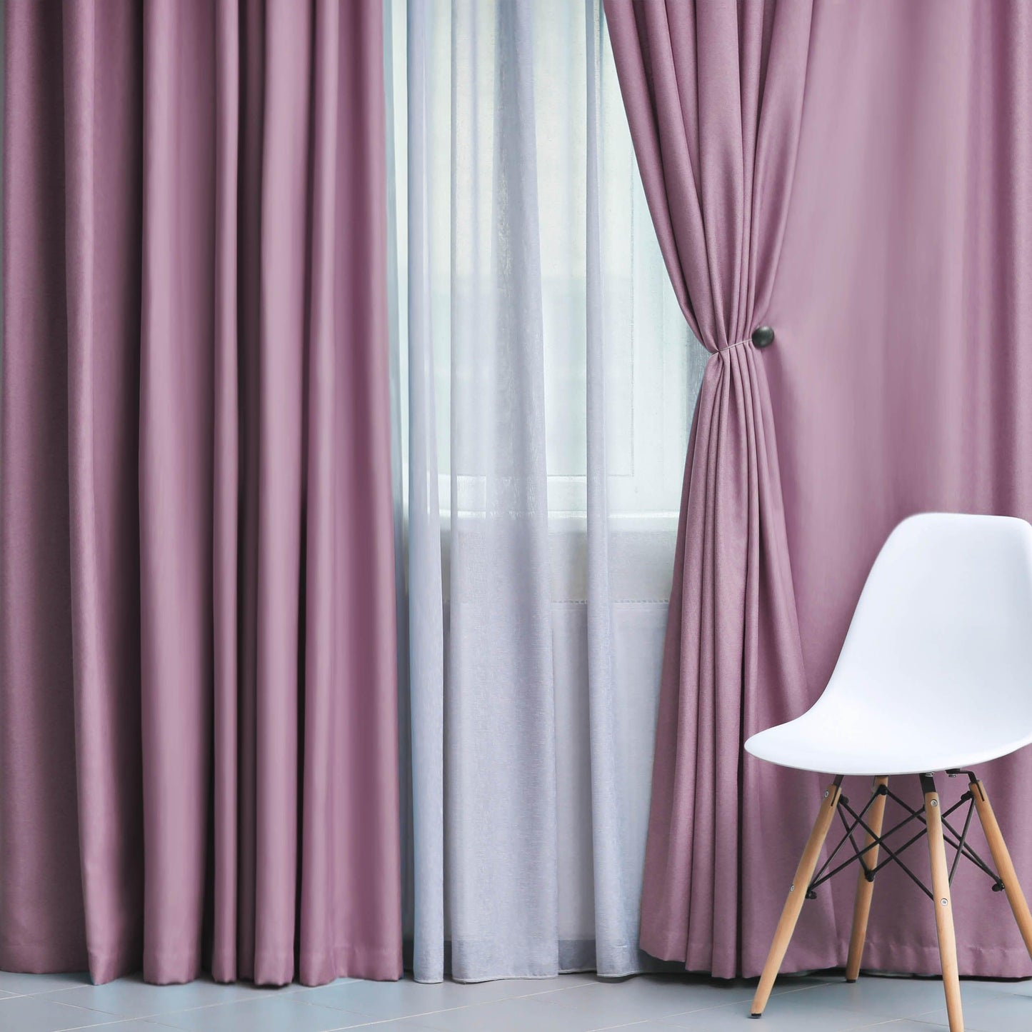 Solid Machine Washable Room Darkening Blackout Curtains. Set of 2