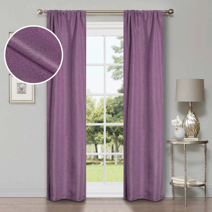 Linen Pattern Washable Room Darkening Blackout Curtains. Set of 2