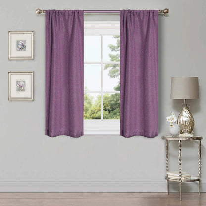 Linen Pattern Washable Room Darkening Blackout Curtains. Set of 2
