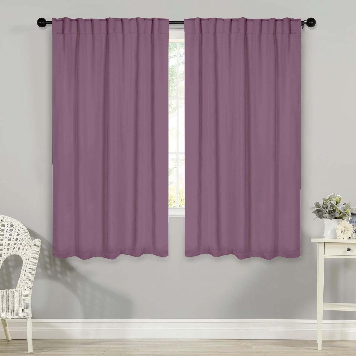 Solid Room Darkening Blackout Curtain Panels. Back Tabs. Set of 2