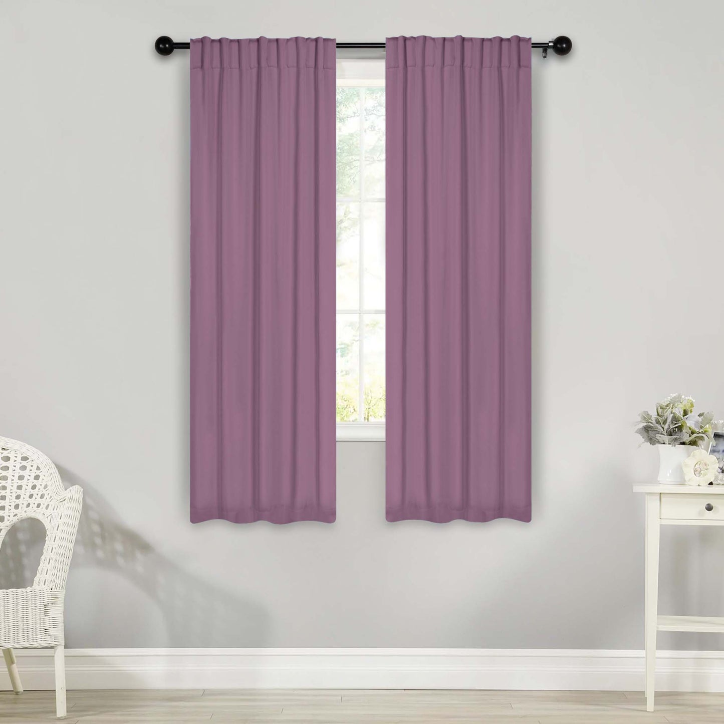 Solid Room Darkening Blackout Curtain Panels. Back Tabs. Set of 2