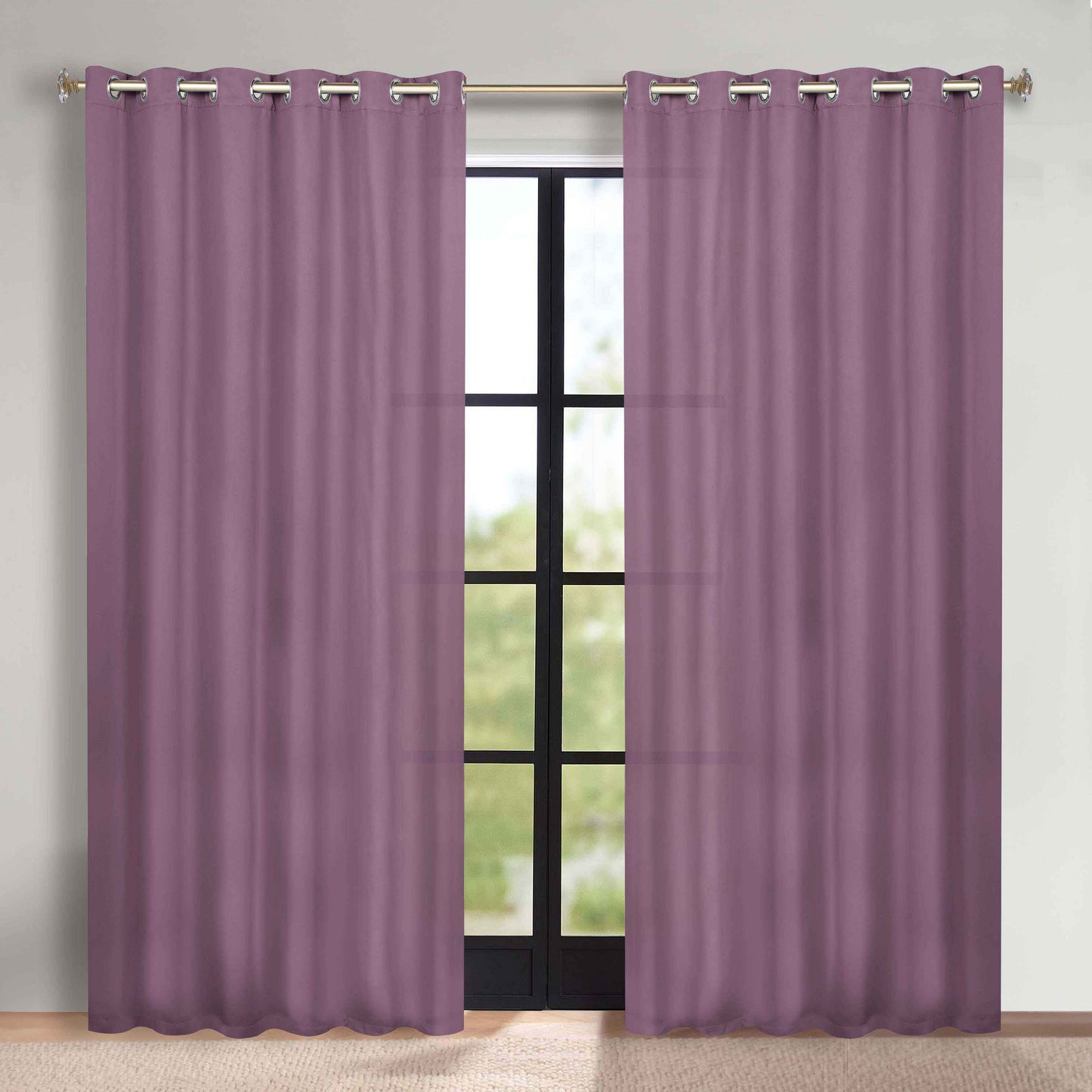 Classic Modern Solid Room Darkening Blackout Curtain Panels. Set of 2