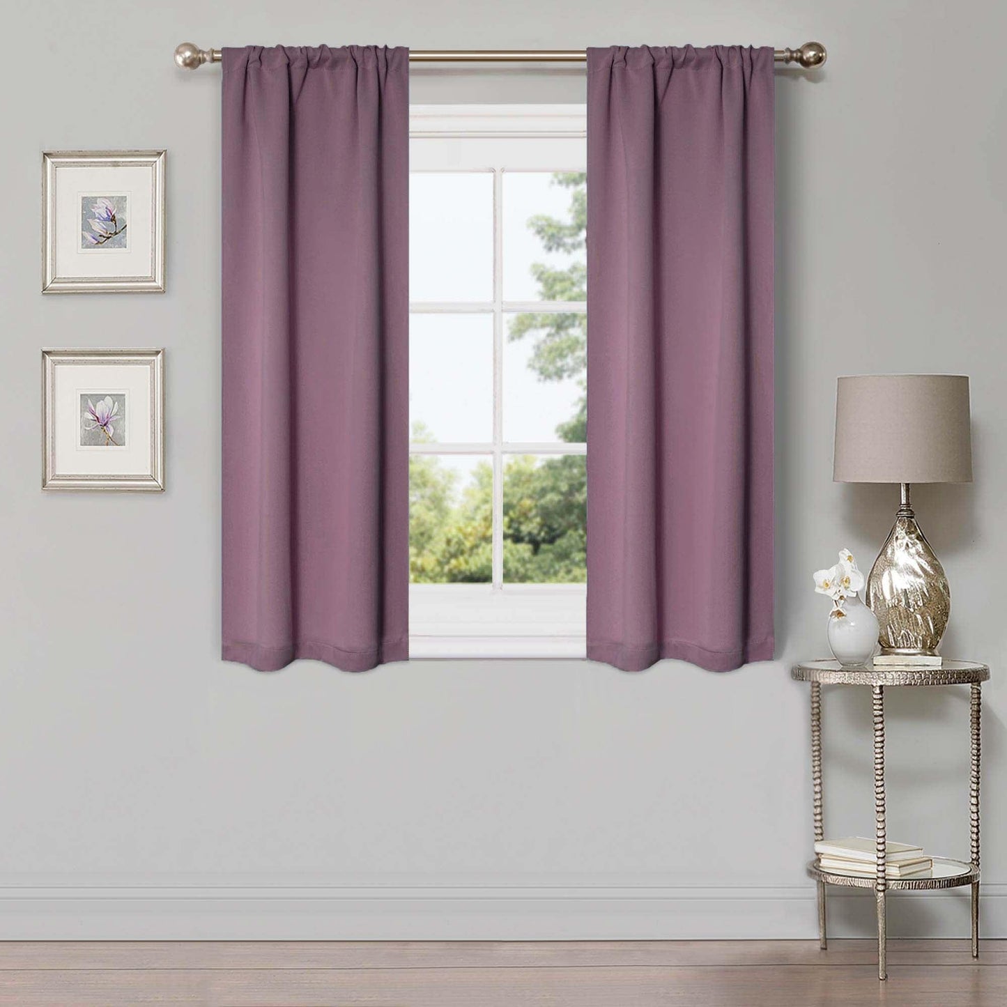 Solid Machine Washable Room Darkening Blackout Curtains. Set of 2