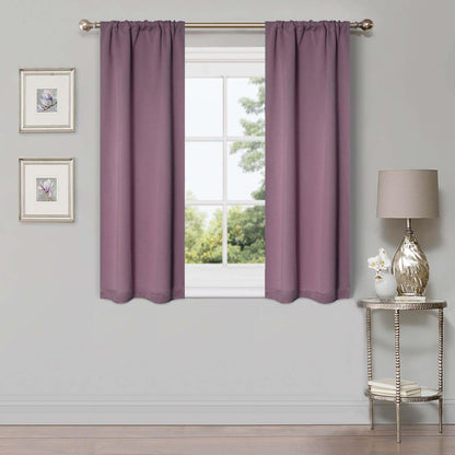 Solid Machine Washable Room Darkening Blackout Curtains. Set of 2