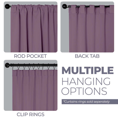 Solid Room Darkening Blackout Curtain Panels. Back Tabs. Set of 2