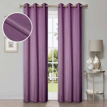Linen Pattern Washable Room Darkening Blackout Curtains. Set of 2