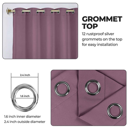 Classic Modern Solid Room Darkening Blackout Curtain Panels. Set of 2