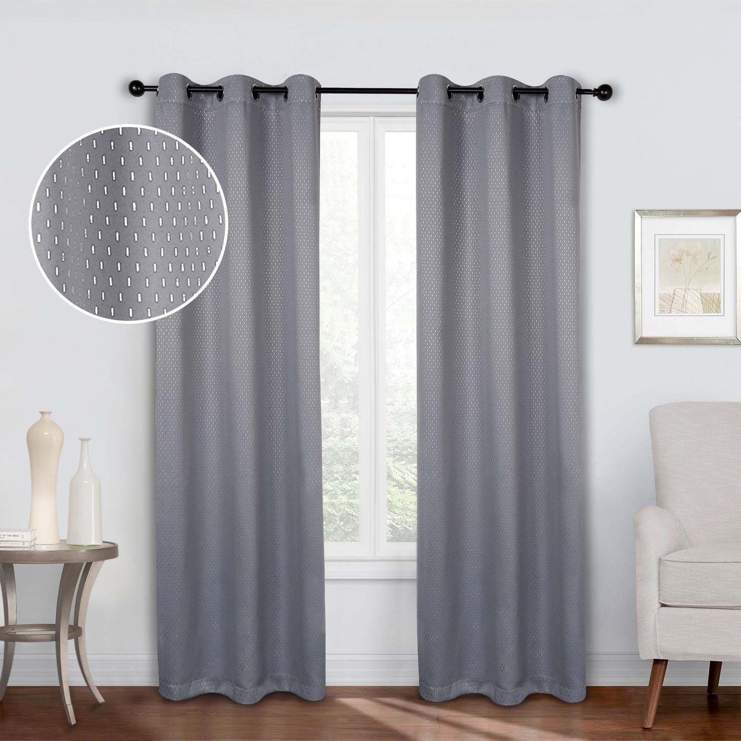 Modern Shimmer Washable Room Darkening Blackout Curtains. Set of 2