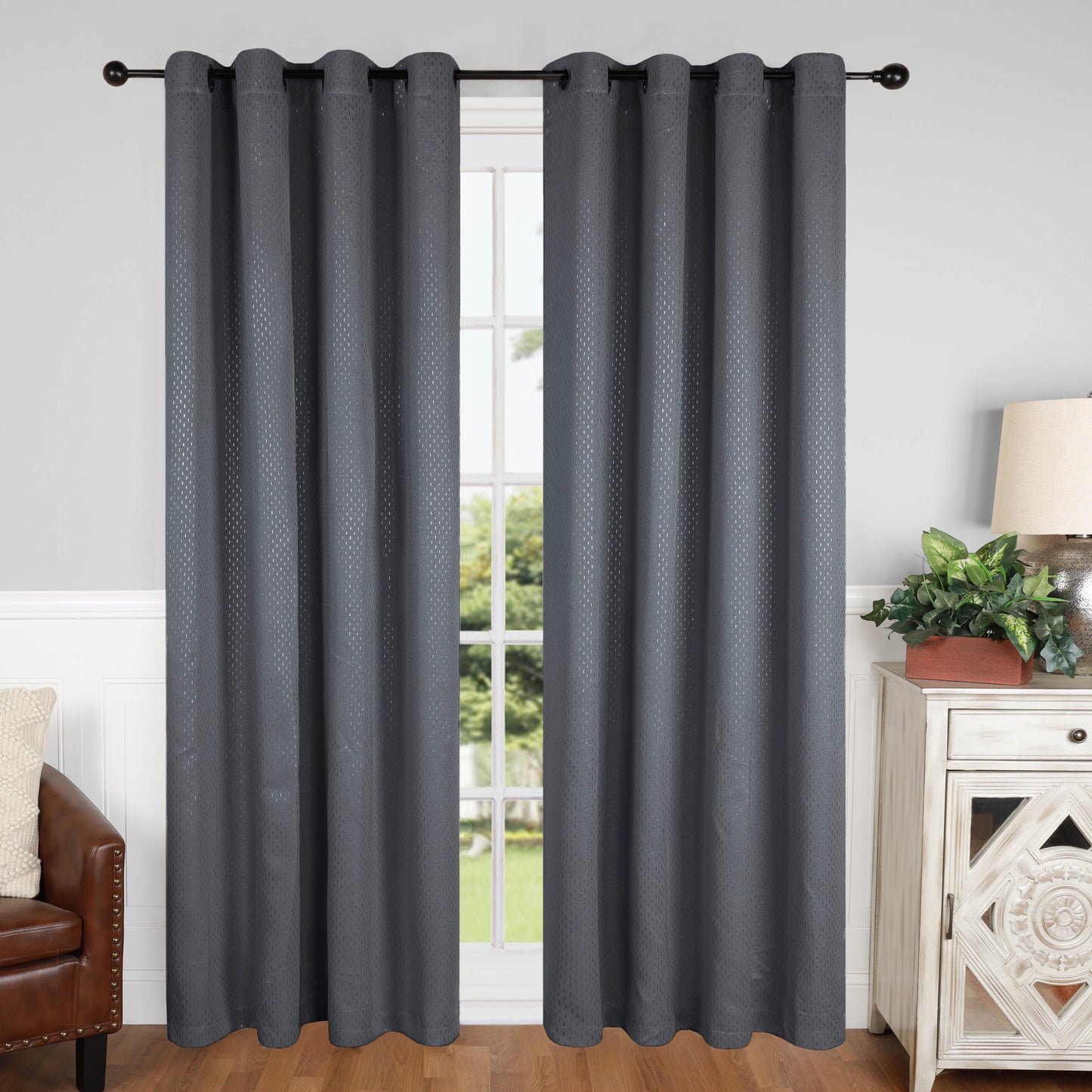 Modern Shimmer Washable Room Darkening Blackout Curtains. Set of 2