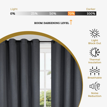 Modern Shimmer Washable Room Darkening Blackout Curtains. Set of 2