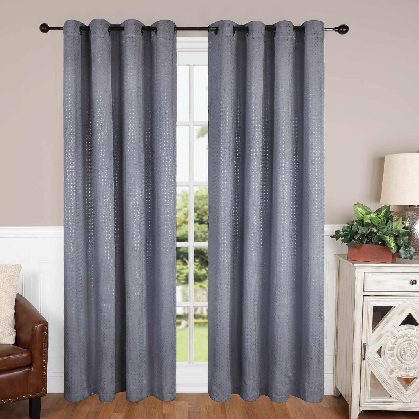 Modern Shimmer Washable Room Darkening Blackout Curtains. Set of 2