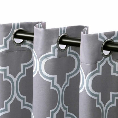 Bohemian Trellis Printed Eclectic Blackout Grommet Curtain Panel Set