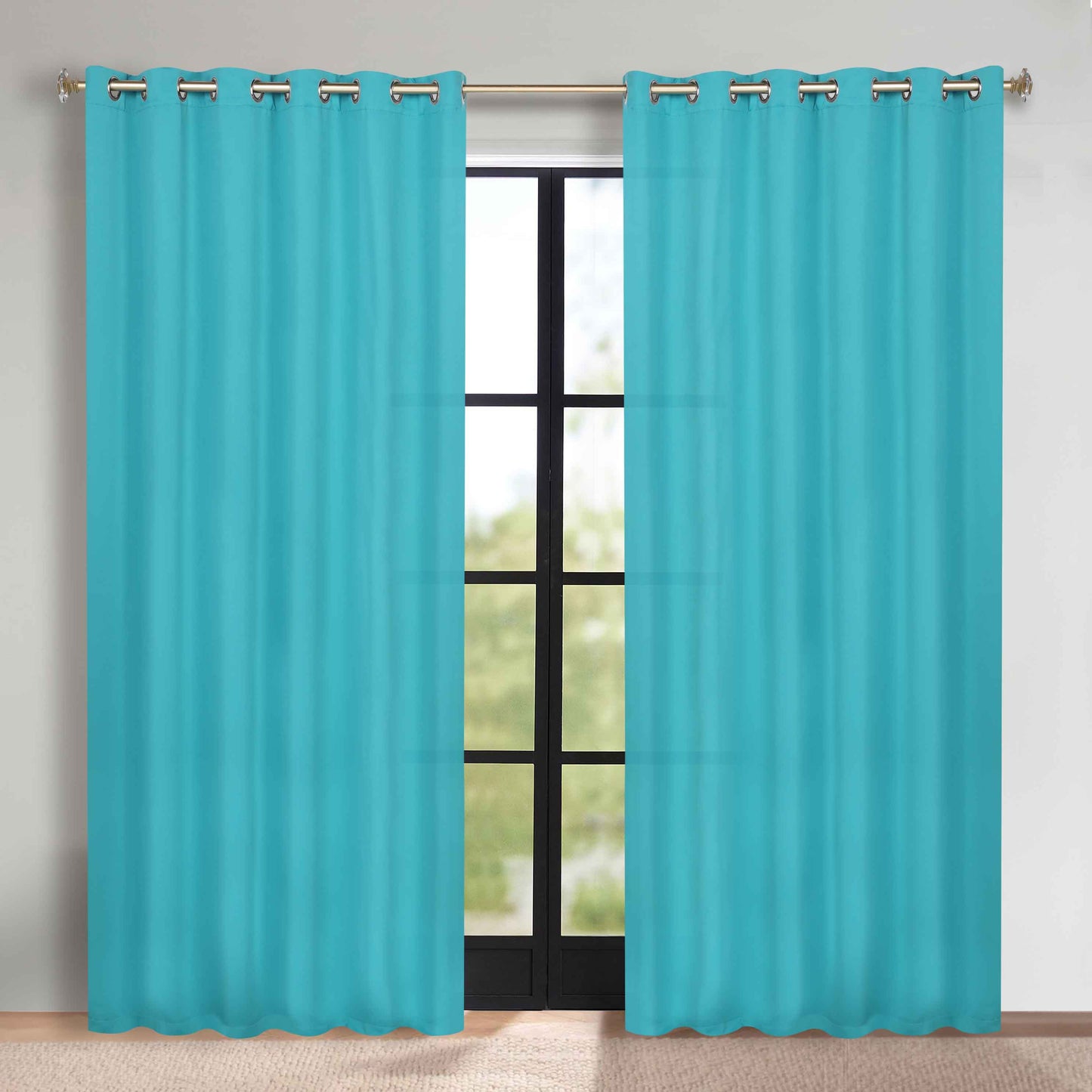 Classic Modern Solid Room Darkening Blackout Curtain Panels. Set of 2