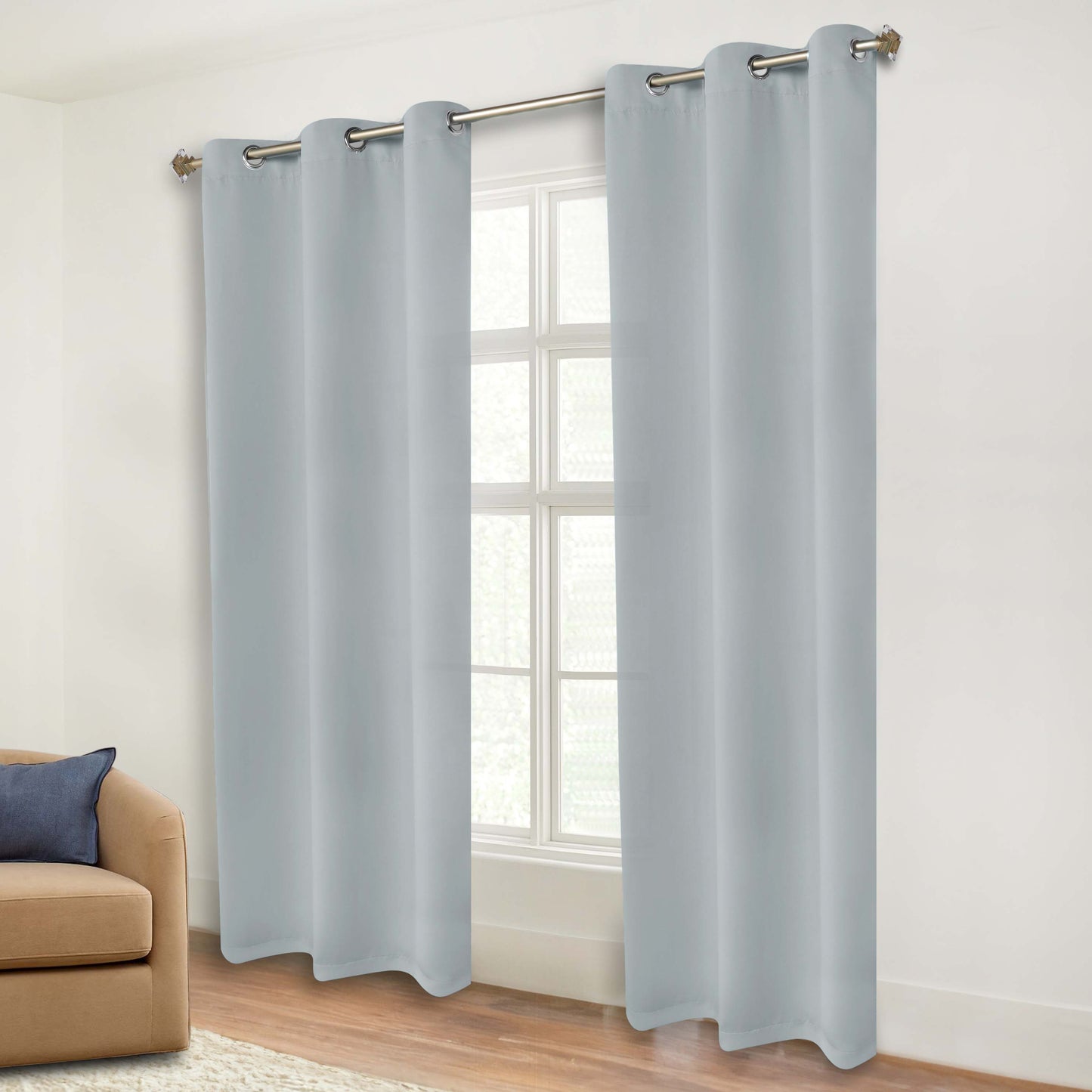 Classic Modern Solid Room Darkening Blackout Curtain Panels. Set of 2