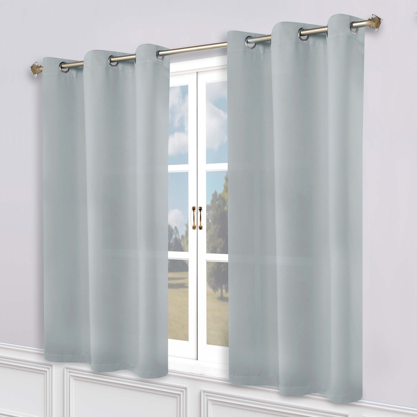 Classic Modern Solid Room Darkening Blackout Curtain Panels. Set of 2