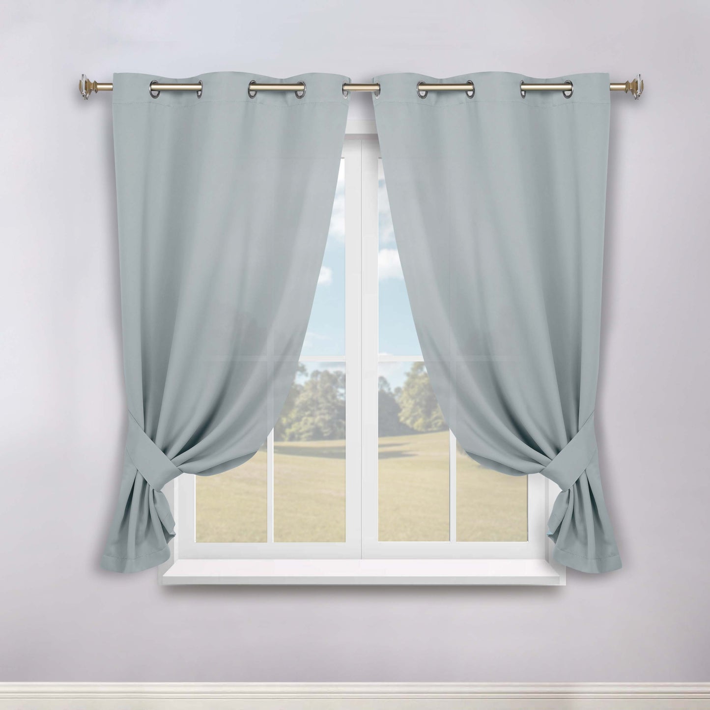 Classic Modern Solid Room Darkening Blackout Curtain Panels. Set of 2