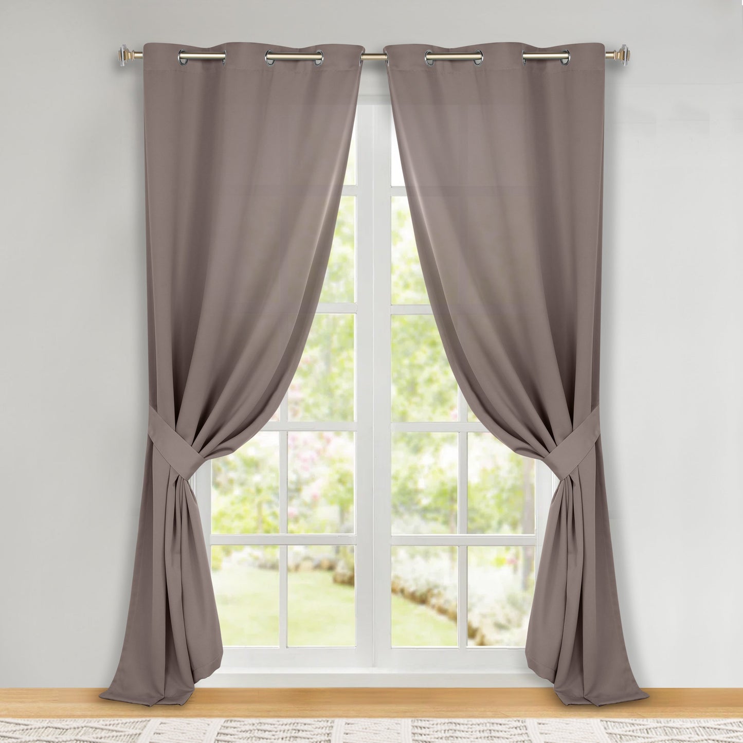 Classic Modern Solid Room Darkening Blackout Curtain Panels. Set of 2