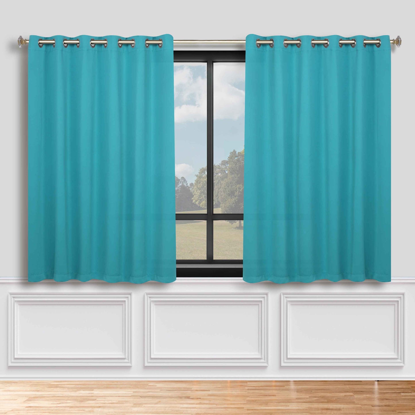 Classic Modern Solid Room Darkening Blackout Curtain Panels. Set of 2