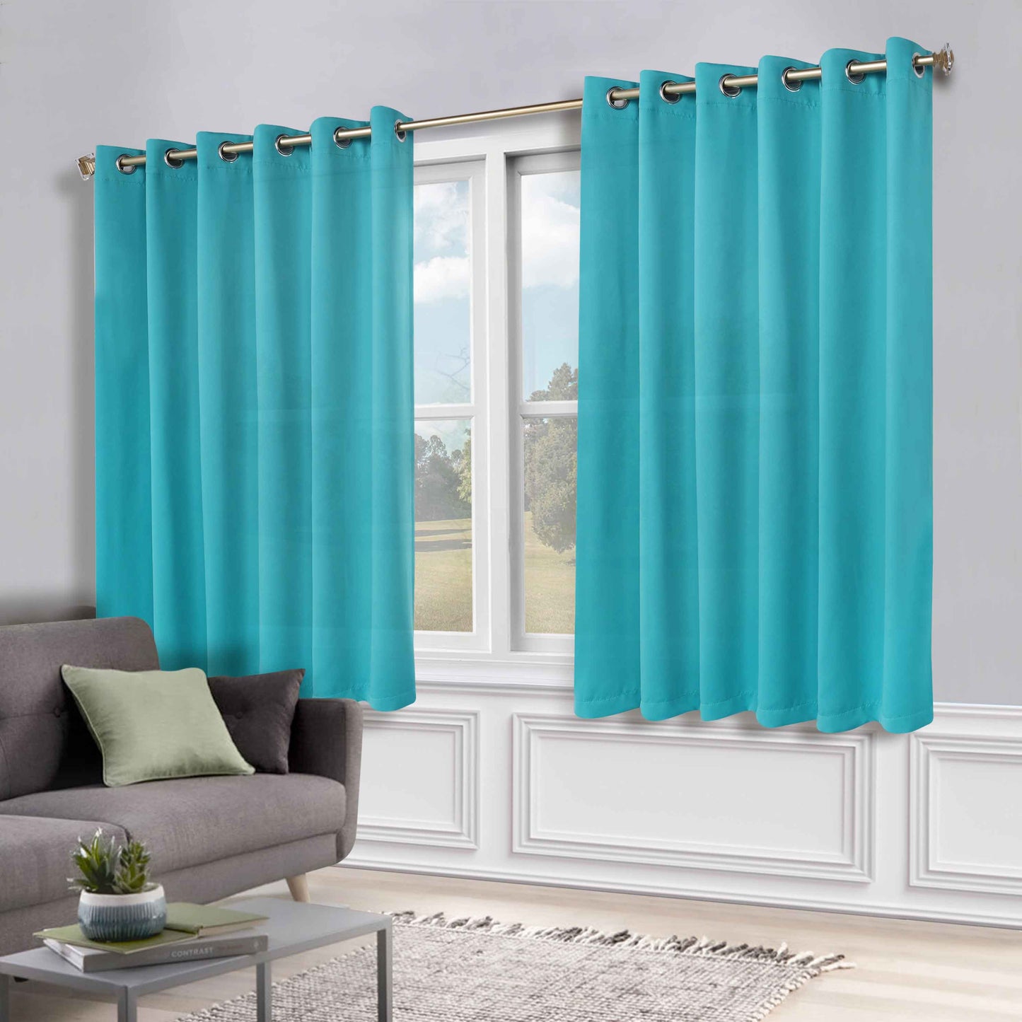 Classic Modern Solid Room Darkening Blackout Curtain Panels. Set of 2