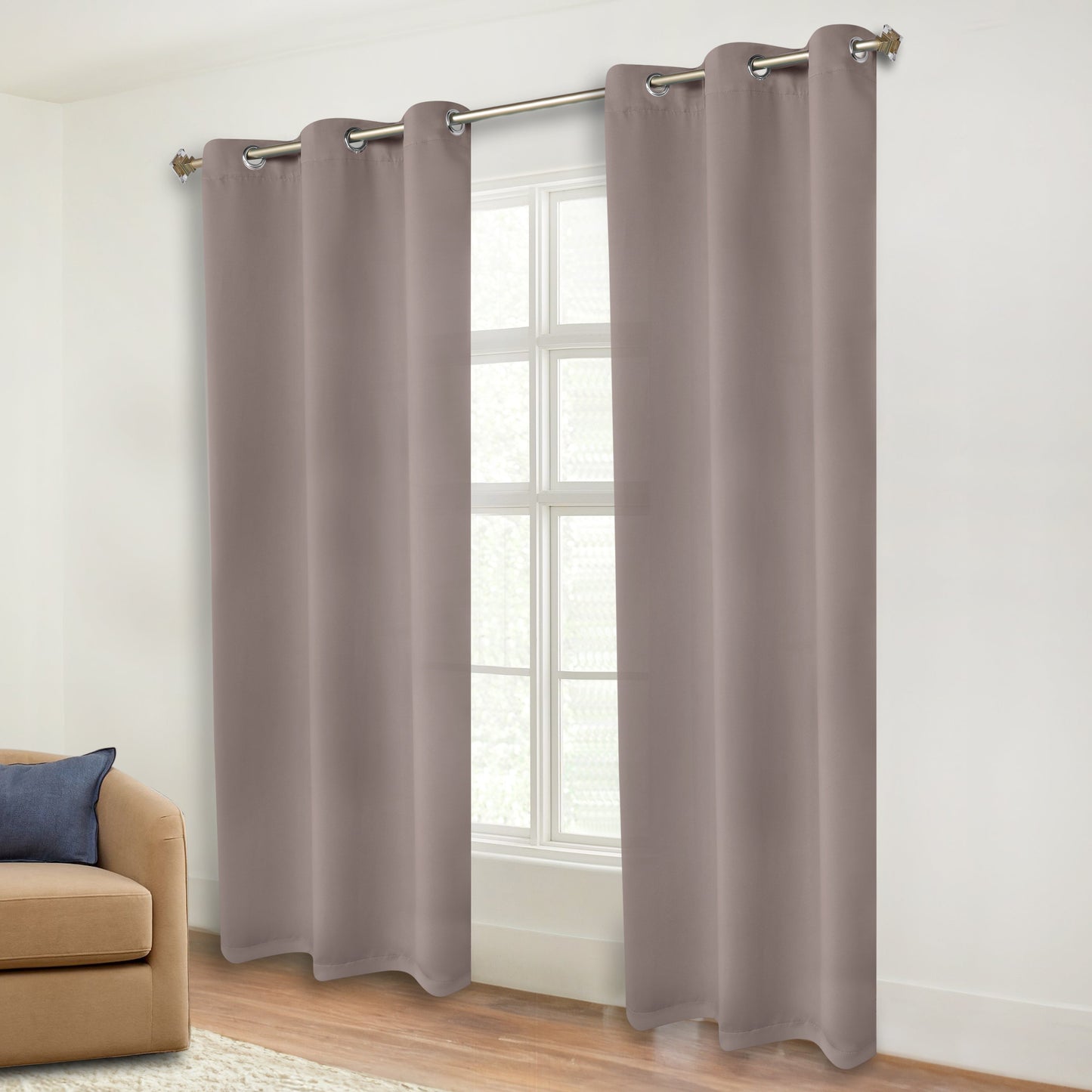 Classic Modern Solid Room Darkening Blackout Curtain Panels. Set of 2