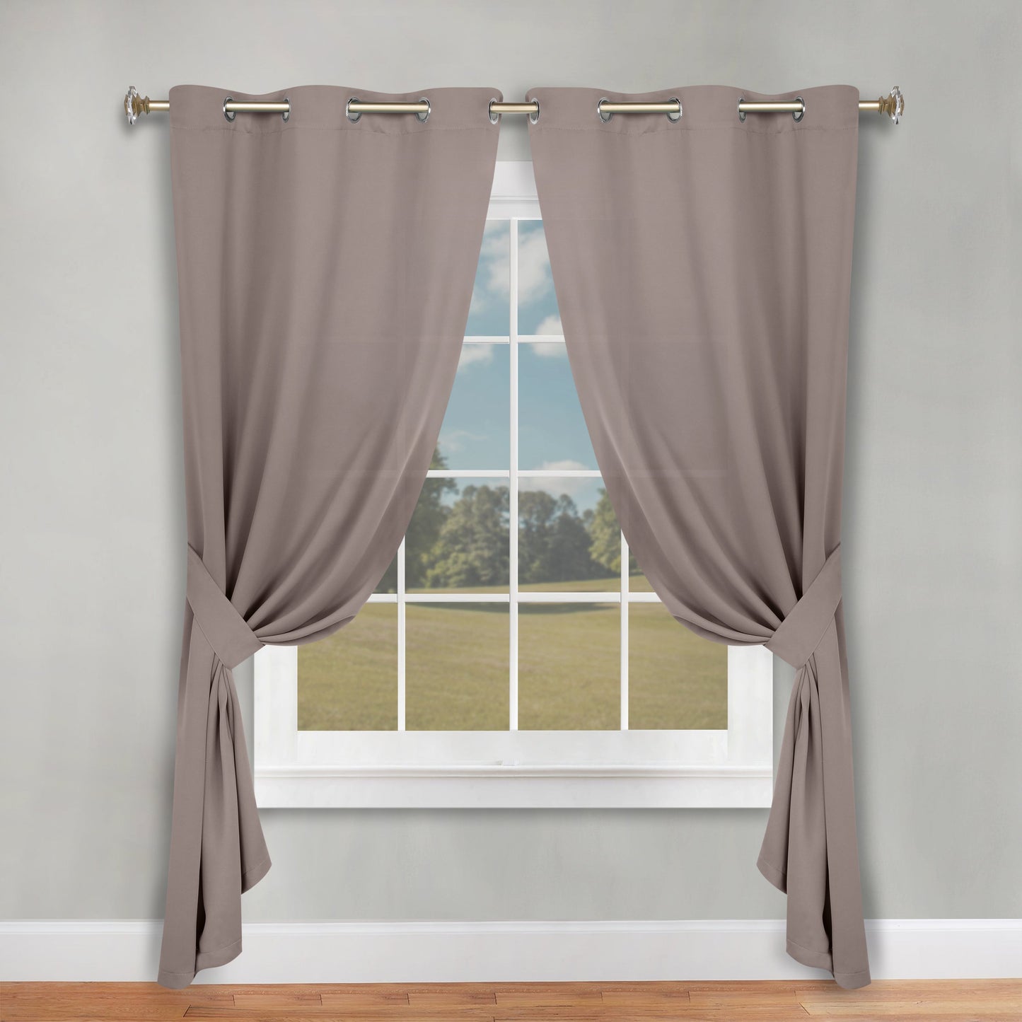 Classic Modern Solid Room Darkening Blackout Curtain Panels. Set of 2