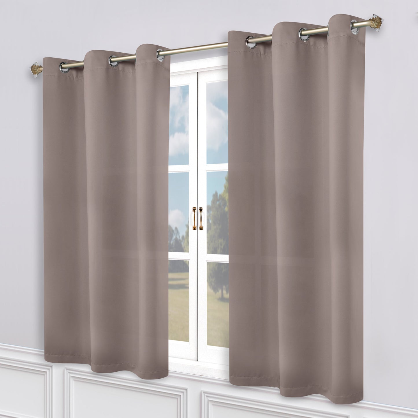 Classic Modern Solid Room Darkening Blackout Curtain Panels. Set of 2