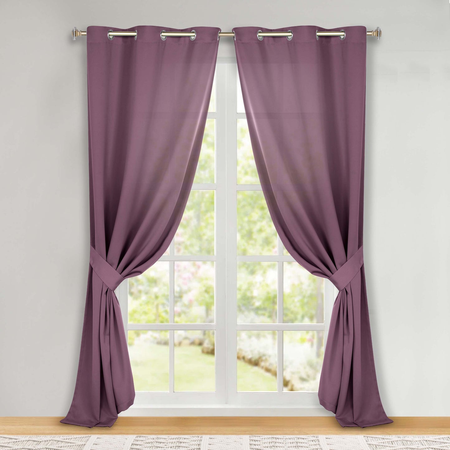 Classic Modern Solid Room Darkening Blackout Curtain Panels. Set of 2