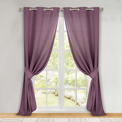 Classic Modern Solid Room Darkening Blackout Curtain Panels. Set of 2