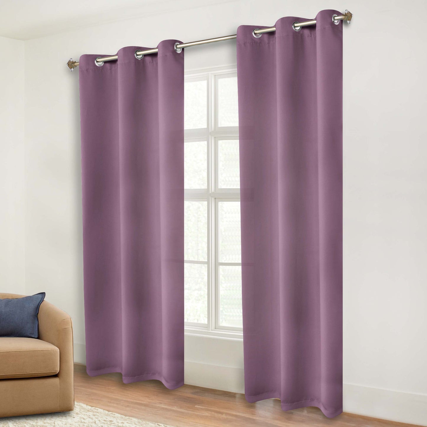 Classic Modern Solid Room Darkening Blackout Curtain Panels. Set of 2
