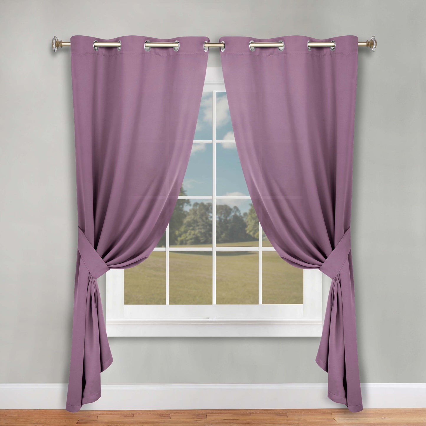 Classic Modern Solid Room Darkening Blackout Curtain Panels. Set of 2